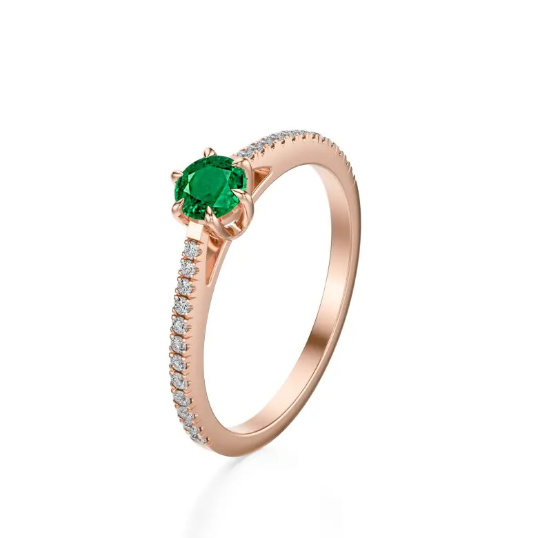 Pierścionek z różowego złota ze szmaragdem AJPZ_028